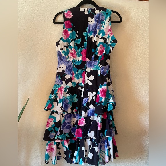 Vintage 1980s Floral Party Dress M - Picture 6 of 10